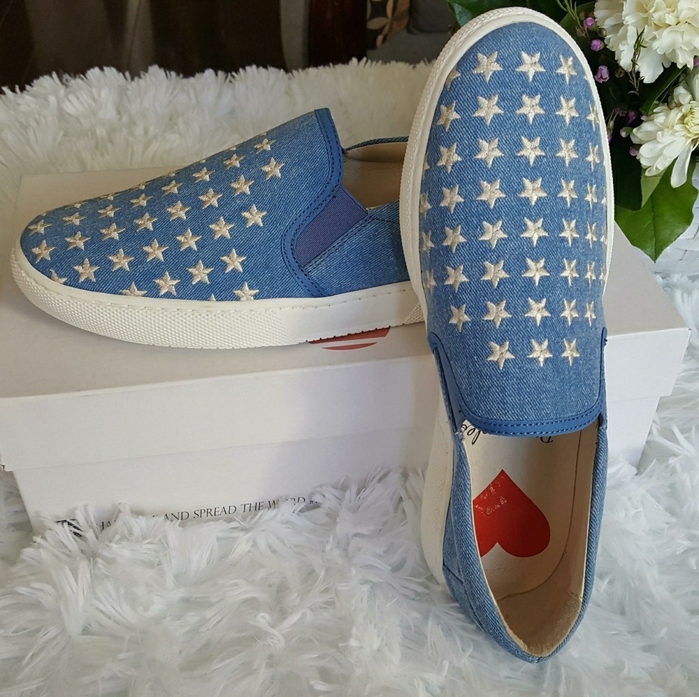 Pineapple And Love Blue Denim Slip On Shoes